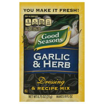 Good Seasons Salad Dressing & Recipe Mix, Garlic & Herb, 0.75 oz, 6 pk
