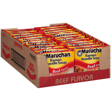 Maruchan Ramen Beef, Instant Ramen Noodles, Ready To Eat Meals, 3 Oz, 24 Count
