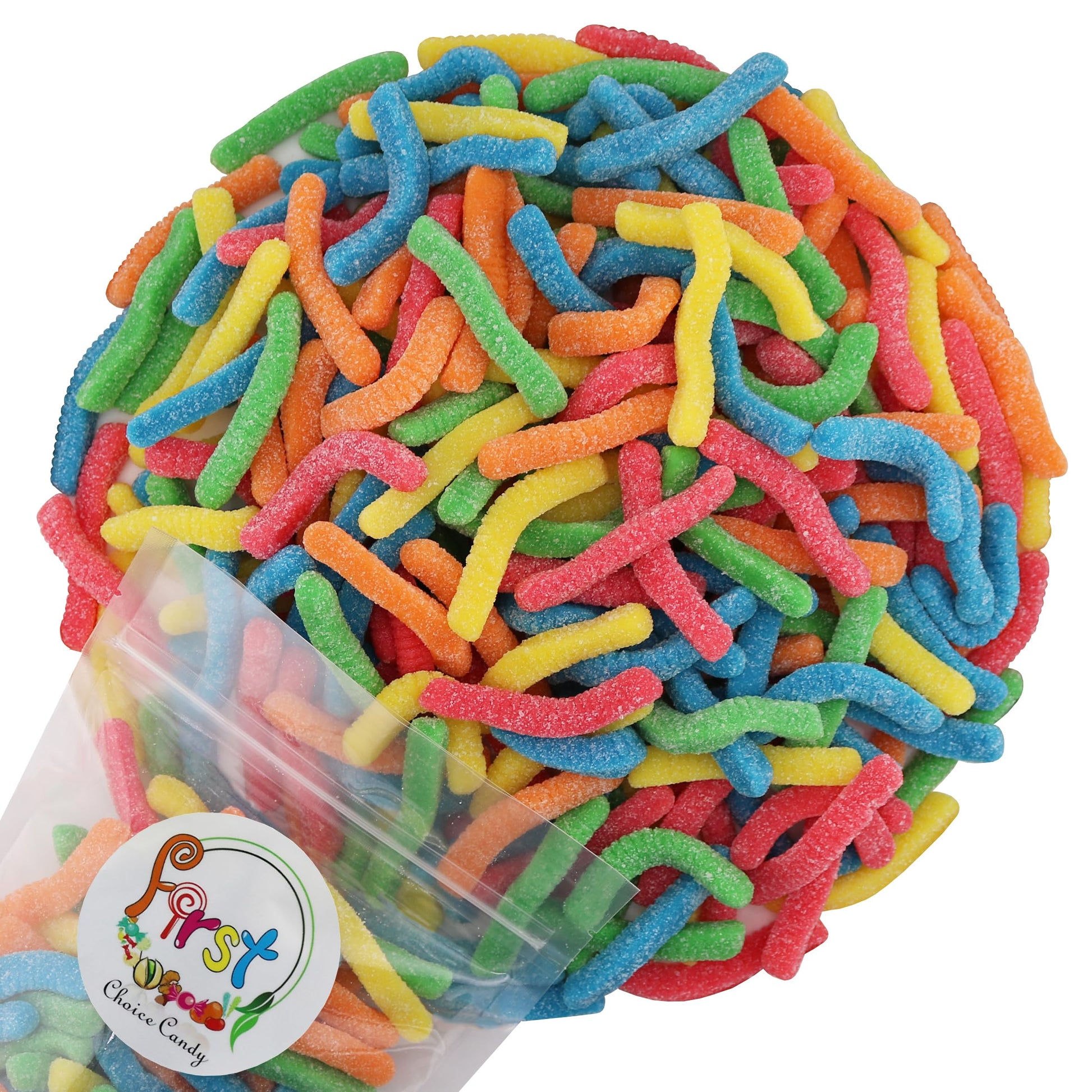 FirstChoiceCandy Sweet & Sour Gummy Worms, Multi Flavors and Solid Colors (5 Pound, Sour Mix Fruit)