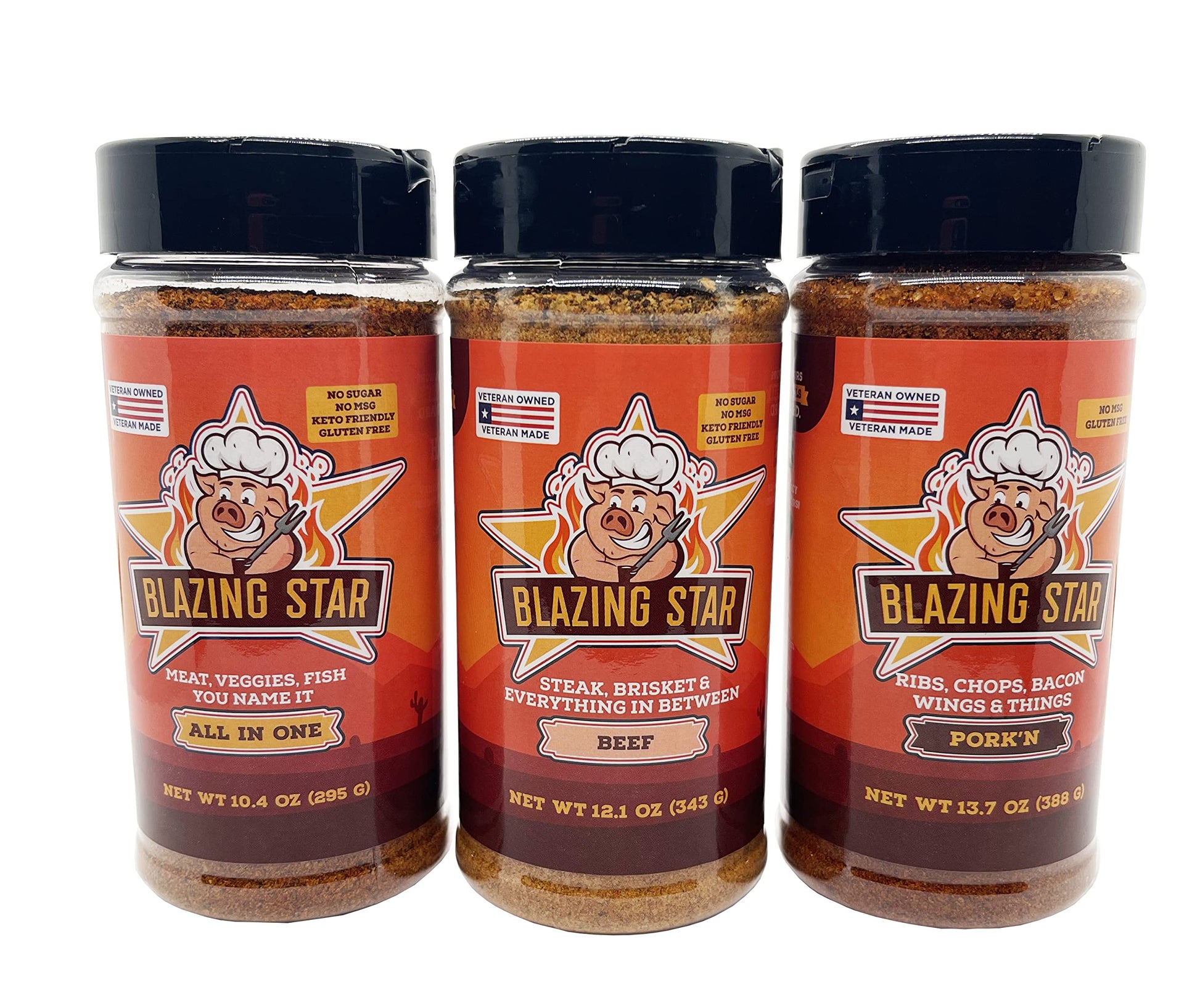 Blazing Star BBQ Barbecue Bundle - All-In-One Seasoning & Rubs, 16 Ounce (Pack of 3)