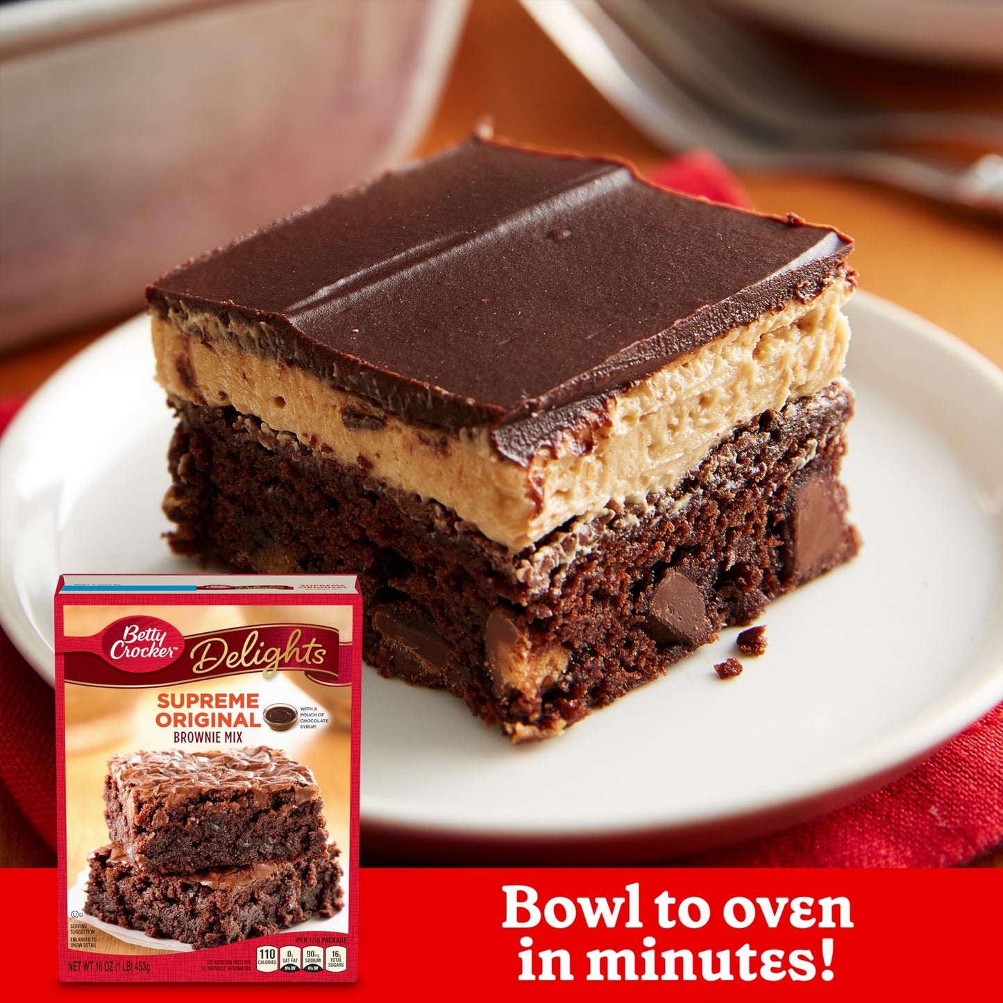 Betty Crocker Delights Supreme Original Brownie Mix, 16 oz. (Pack of 8)
