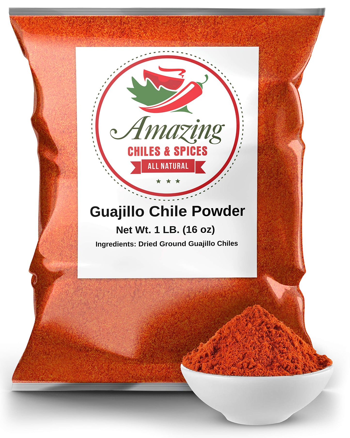 Guajillo Chile Powder Ground 1 Lb (16Oz) - Natural And Top-Grade. Great For Chili  Sauces  Stews  Salsa  Meat Rubs  Enchiladas  Mole And Tamales. Tangy Spicy-Sweet Flavor By Amazing Chiles And Spices