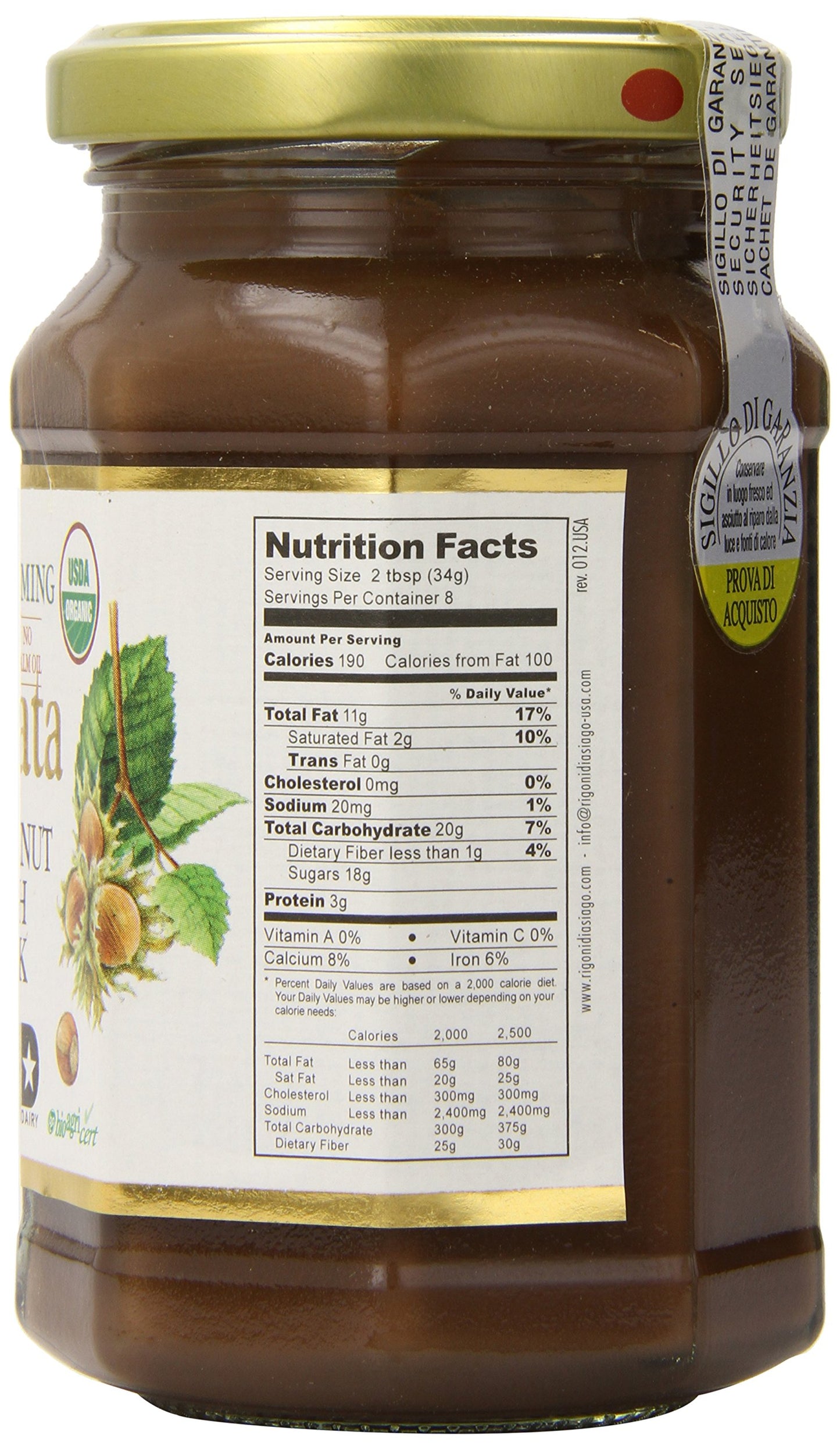 Rigoni Di Asiago Nocciolata Hazelnut Spread, Cocoa And Milk, 9.52 Ounce Jar