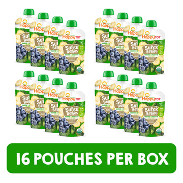 Happy Tot Organics Stage 4 Baby Food Pouches, Gluten Free, Vegan Snack, Super Bellies, Fruit & Veggie Puree, Banana, Spinach & B