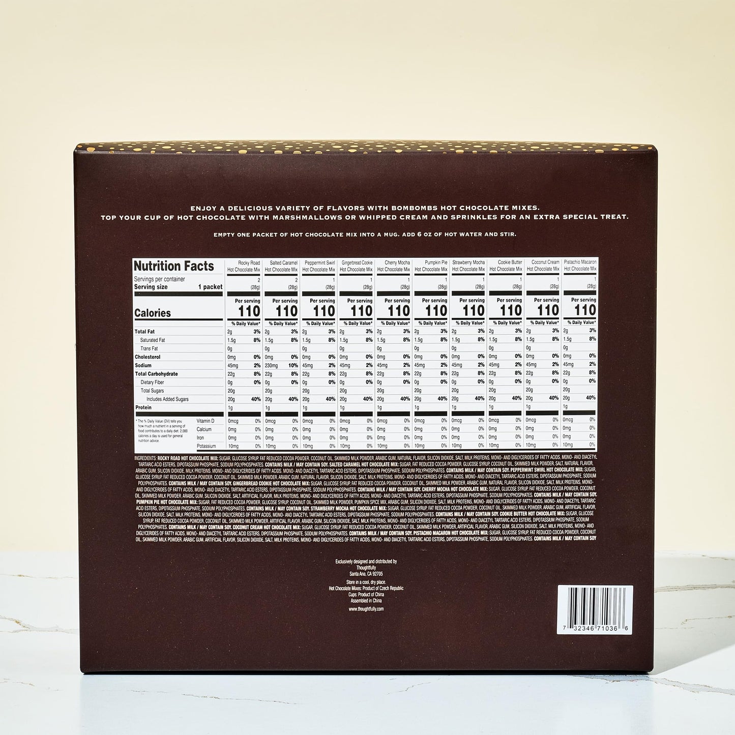 ombs Mini Hot Chocolate Gift Set in Signature Brown Packaging  Dessert Flavors Include Rocky Road  Cookie Butter  Pumpkin Pie & More  Set of 12