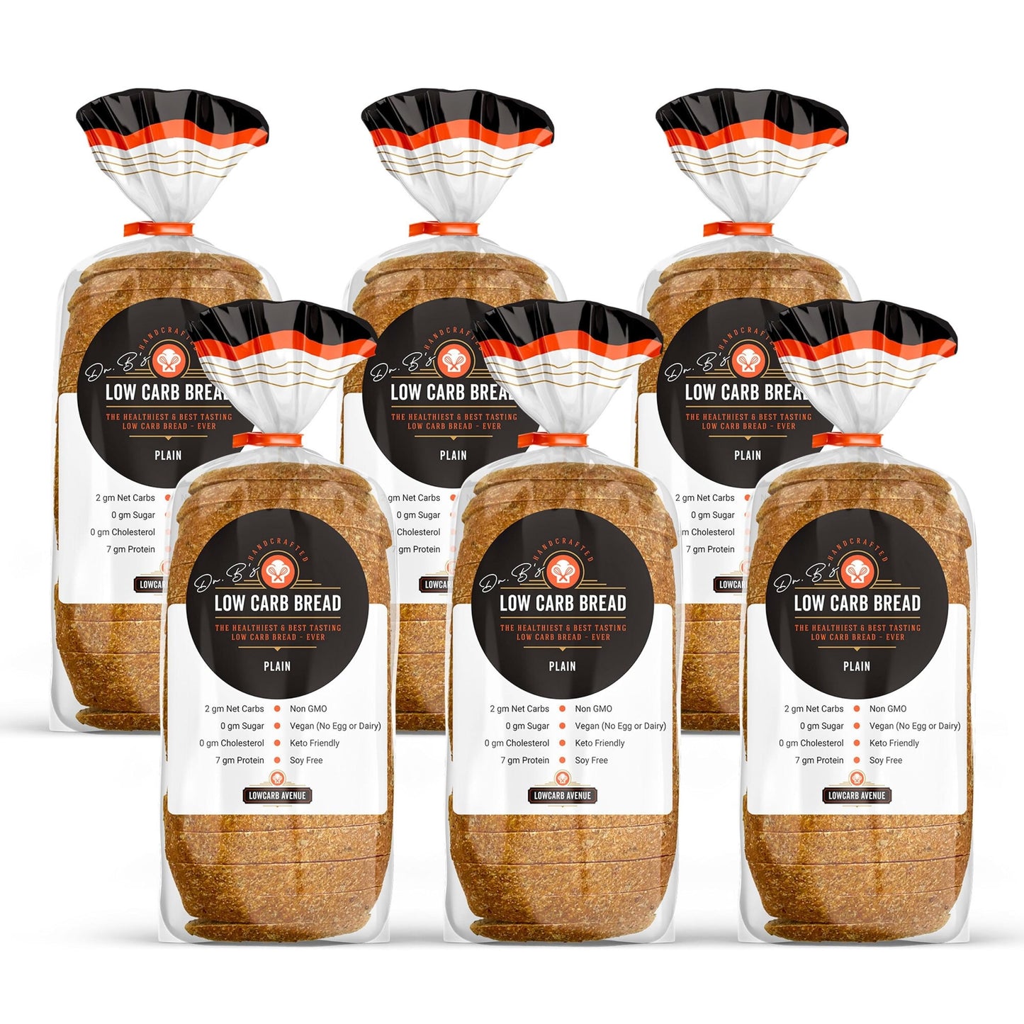 Dr. Bs Multigrain Bread | 1G Net Carbs & 7G Protein | Low Calorie, Vegan, Sugar Free | Fresh, Sliced, Keto & Low Carb Bread Loaf ((6 Pack (16 Oz), Plain)