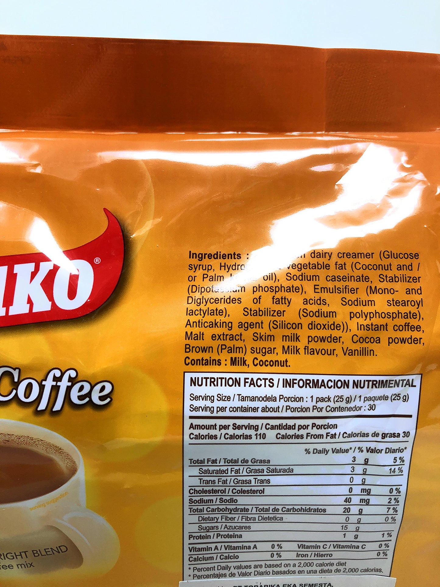 Kopiko Instant 3 In 1 Brown Coffee - 30 Packets/Bag (26.5 Oz Per Pack), Pack Of 2