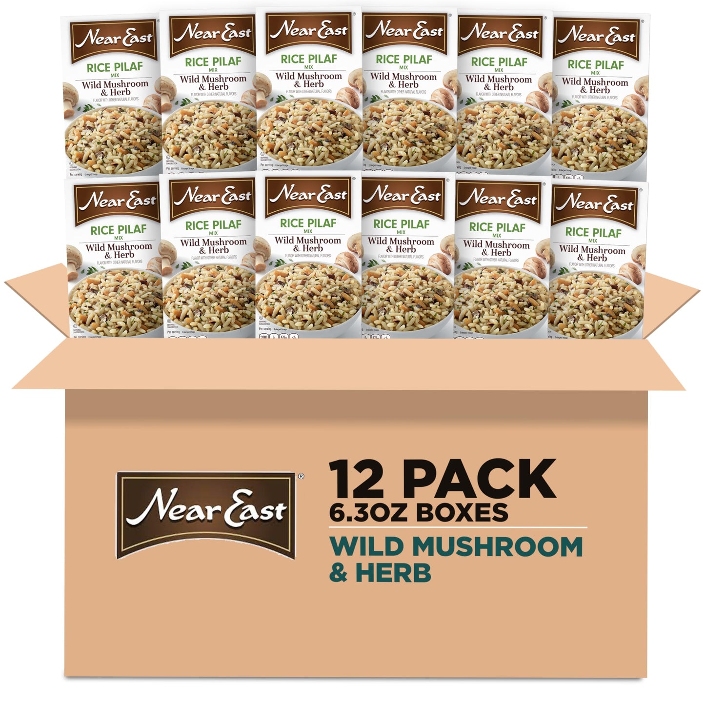 Near East Wild Mushrooms & Herbs Rice Pilaf Mix, 6.3-Ounce Boxes (Pack of 12)