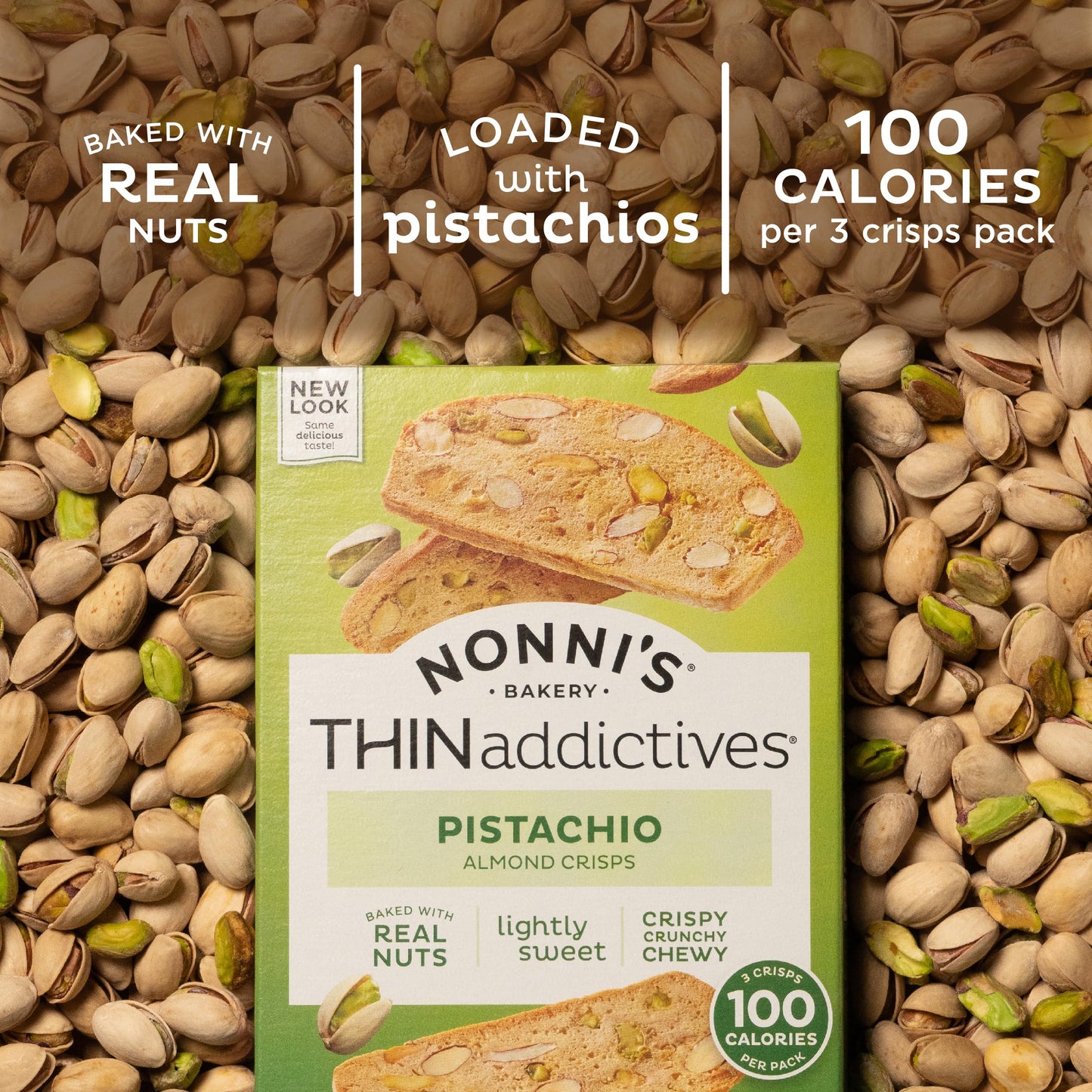 Nonnis Thin Addictives Pistachio Almond Thins 4.4 oz (3 Pack)