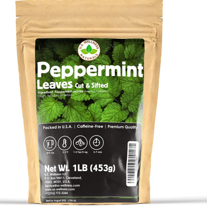 Peppermint Tea 1LB (16Oz), Cut & Sifted | STRONG & FRESH | Non-irradiated, 200+ Cups, Peppermint Loose Leaf Herbal Tea (Mentha P