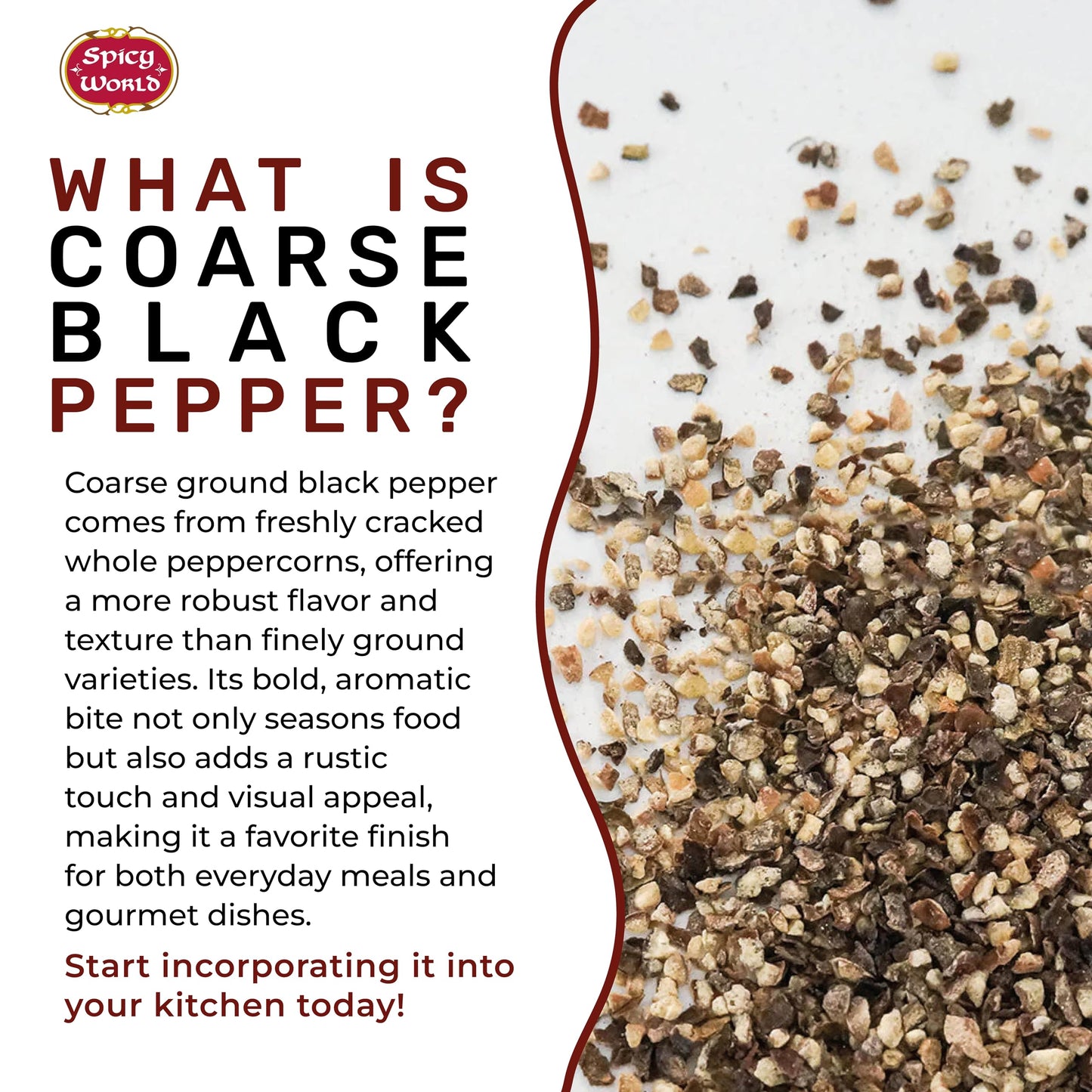 Black Pepper Ground Coarse 5 LB Bulk Jar Butcher Grind #12 - enhanced Ground Black Peppercorns  All Natural  Gluten Free  Steam Sterilized - Restaurant Supply & BBQ Seasoning by Spicy World
