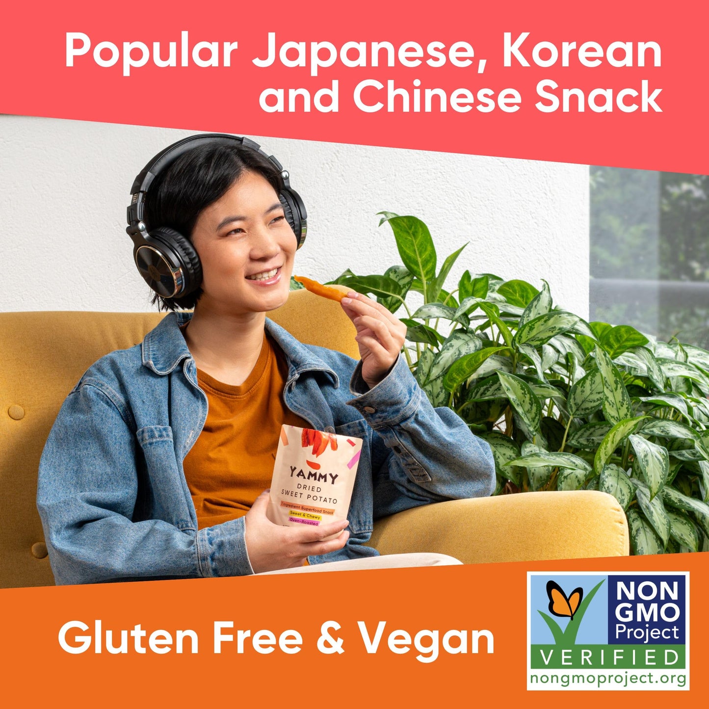 Yammy Dried Sweet Potato Sticks (18-Pack) - 1 Ingredient Superfood - Healthy Asian Snack for mature-themeds & Kids (Japanese  Korean  Chinese Food) - Vegan  Gluten-Free  3g Protein  4g Fiber  2.5oz