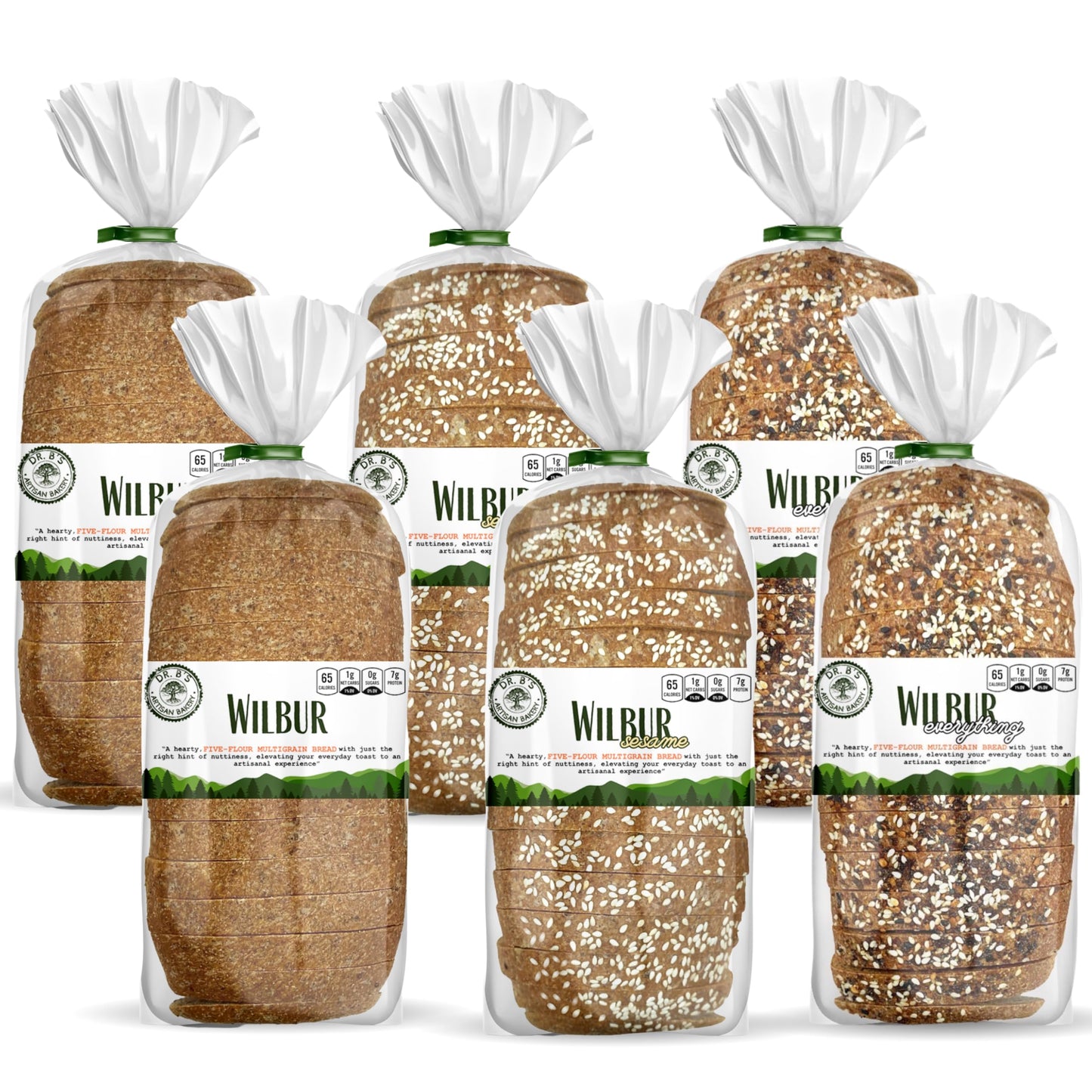Dr. Bs Multigrain Bread | 1G Net Carbs & 7G Protein | Low Calorie, Vegan, Sugar Free | Fresh, Sliced, Keto & Low Carb Bread Loaf (6 Pack (16 Oz), Variety)