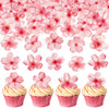 Ercadio 40 Pack Edible Cherry Blossom Cupcake Toppers Flower Cake Drink Topper Picks Spring Bridal Engagement Baby Shower Birthd