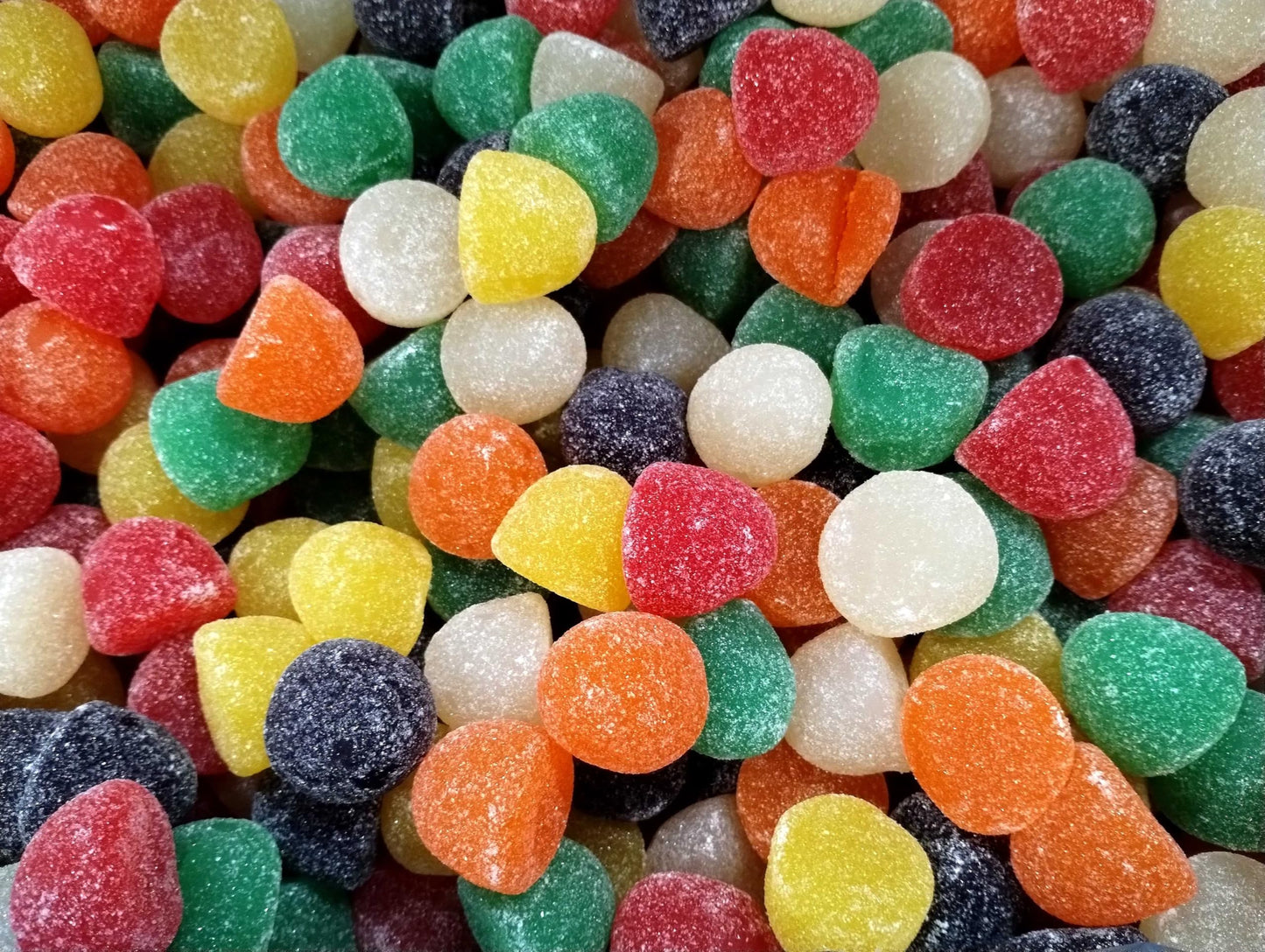 Assorted Sugar Sanded Fruit Juju Gum Drops - 1 Lb Of Fresh Delicious Bright Chewy Lemon Lime Orange Cherry Pineapple Grape Bulk