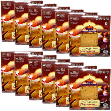 Rani Pappadums (Indian Lentil Wafer Snack) Jeera (Cumin) Papad 7oz (200g) Approximately 15pc, 7 inches, Pack of 12 ~ All Natural