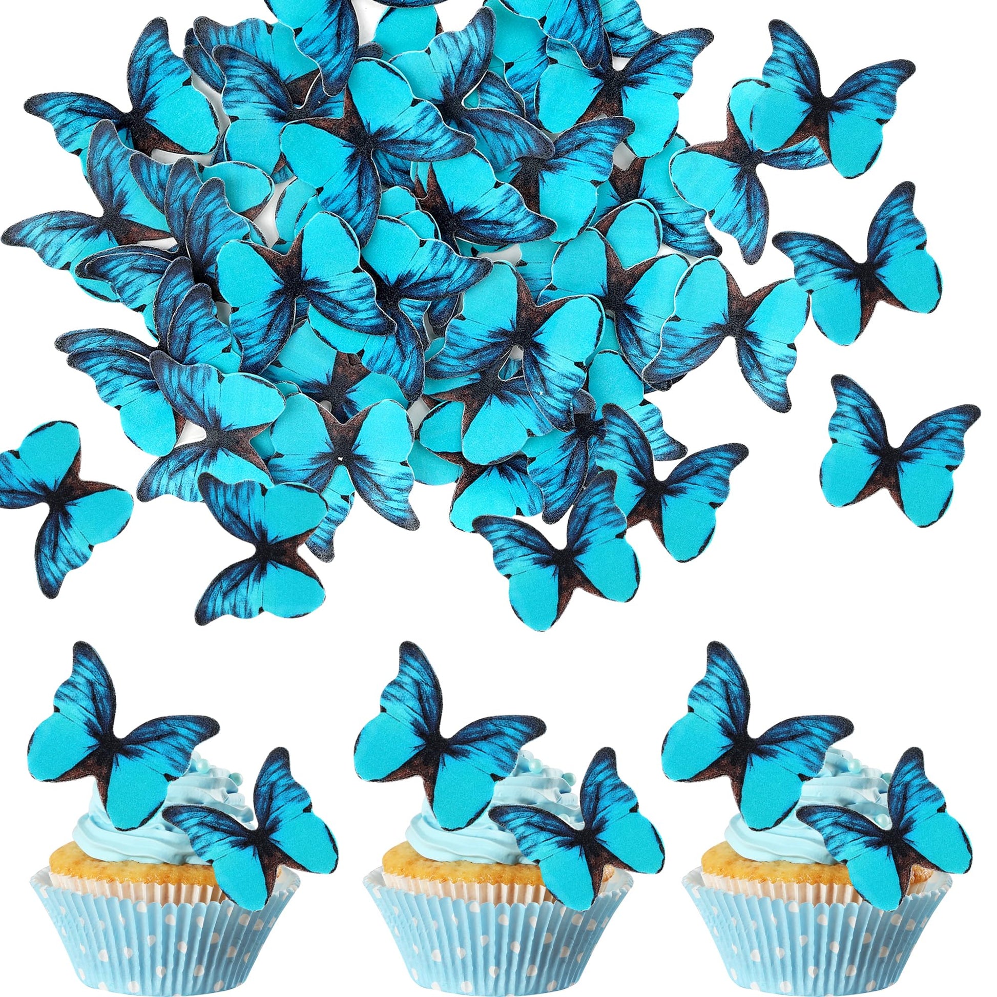 48PCS Edible Butterflies for Cake Decorating - Vivid Butterfly Cupcake Toppers for Wedding, Anniversary, Birthday Parties - Tiff