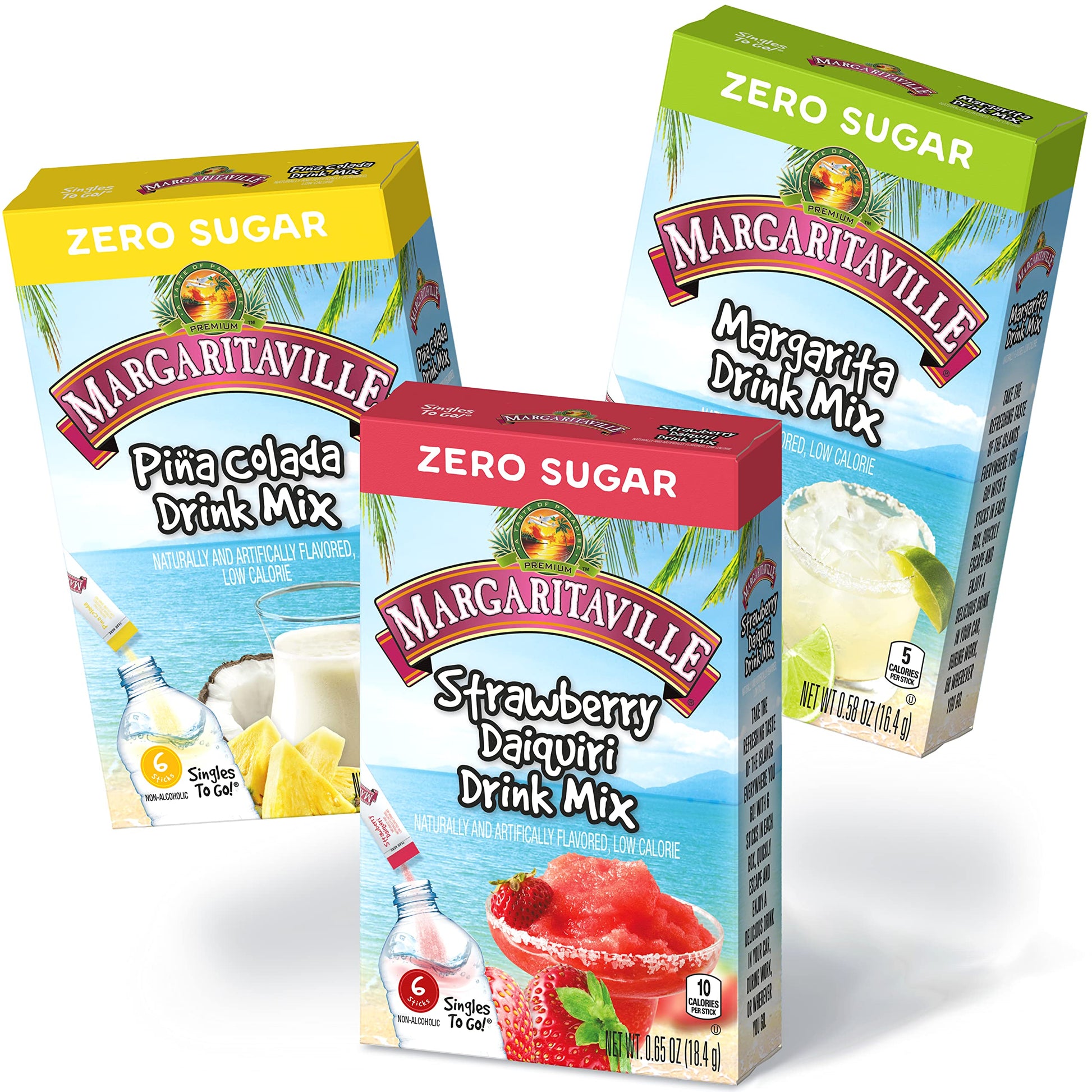 SINGLES TO GO! Drink Mix Variety Pack - Strawberry Daiquiri, Pina Colada, Margarita - 1 Count (Pack of 1)