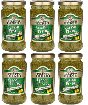 Filippo Berio Pesto, Classic Basil, 6.7 Ounce Glass Jar, Pack of 6
