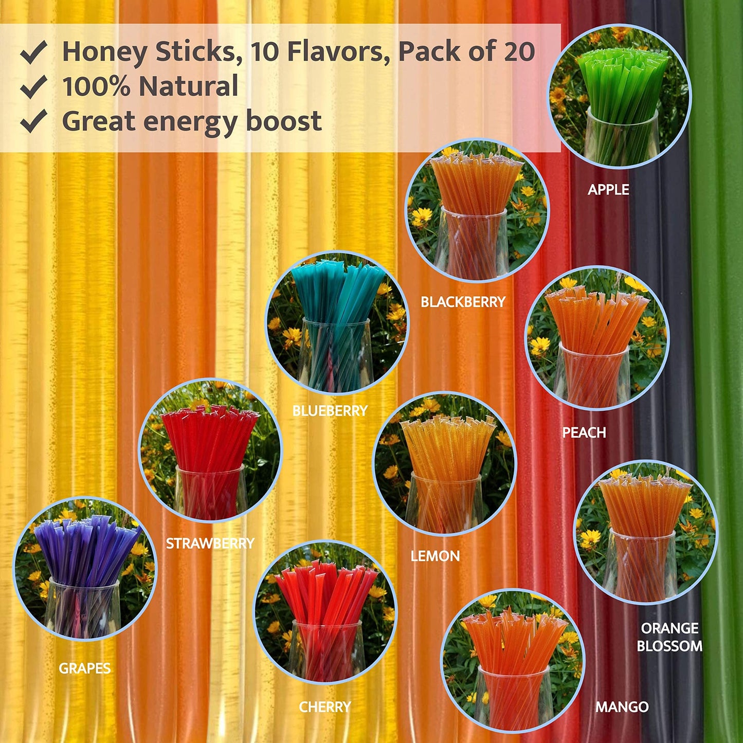 Twinings 48 Tea Bags Herbal Variety Pack  Bundle with 20 Flavored Honey Sticks - 12 Flavors Caffeine-Free Individually Wrapped Teas for Gift Basket  Office  Lobby Refreshments