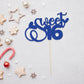 1Pc Sweet 16 Cake Topper Deep Blue Glitter 16Th Birthday Cake Pick Decorations For Cheers To 16 Years Old 16Th Birthday Party Ca