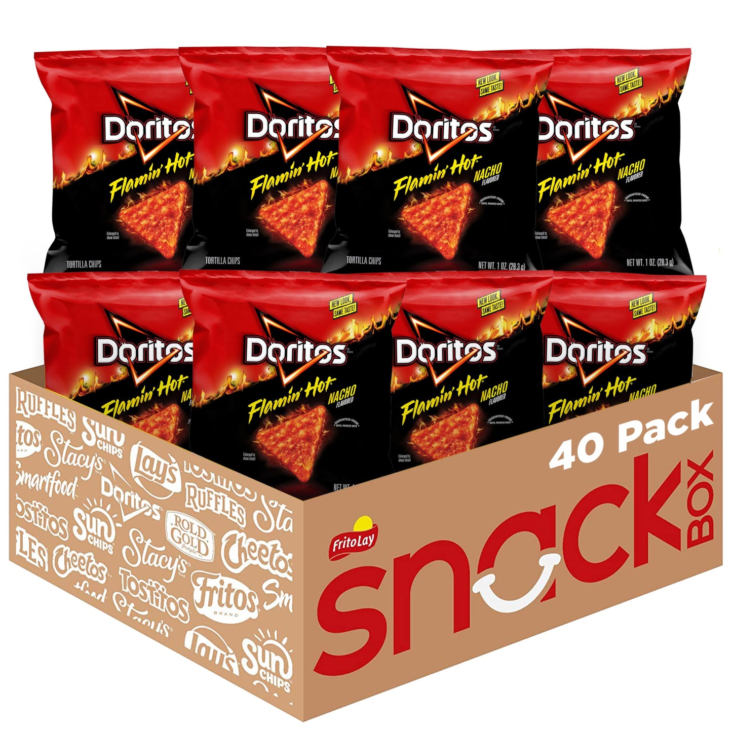 Doritos Flavored Tortilla Chips, Flamin Hot Nacho, 1 Ounce (Pack of 40)