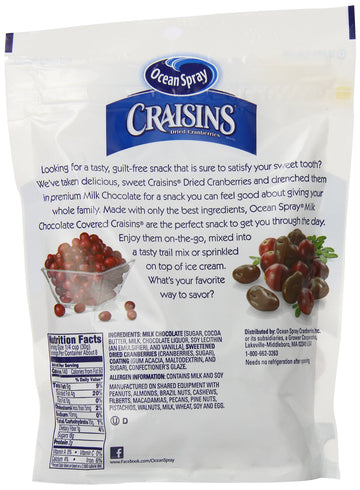 Ocean Spray Craisins Milk Chocolate Dried Cranberries (Pack Of 4)