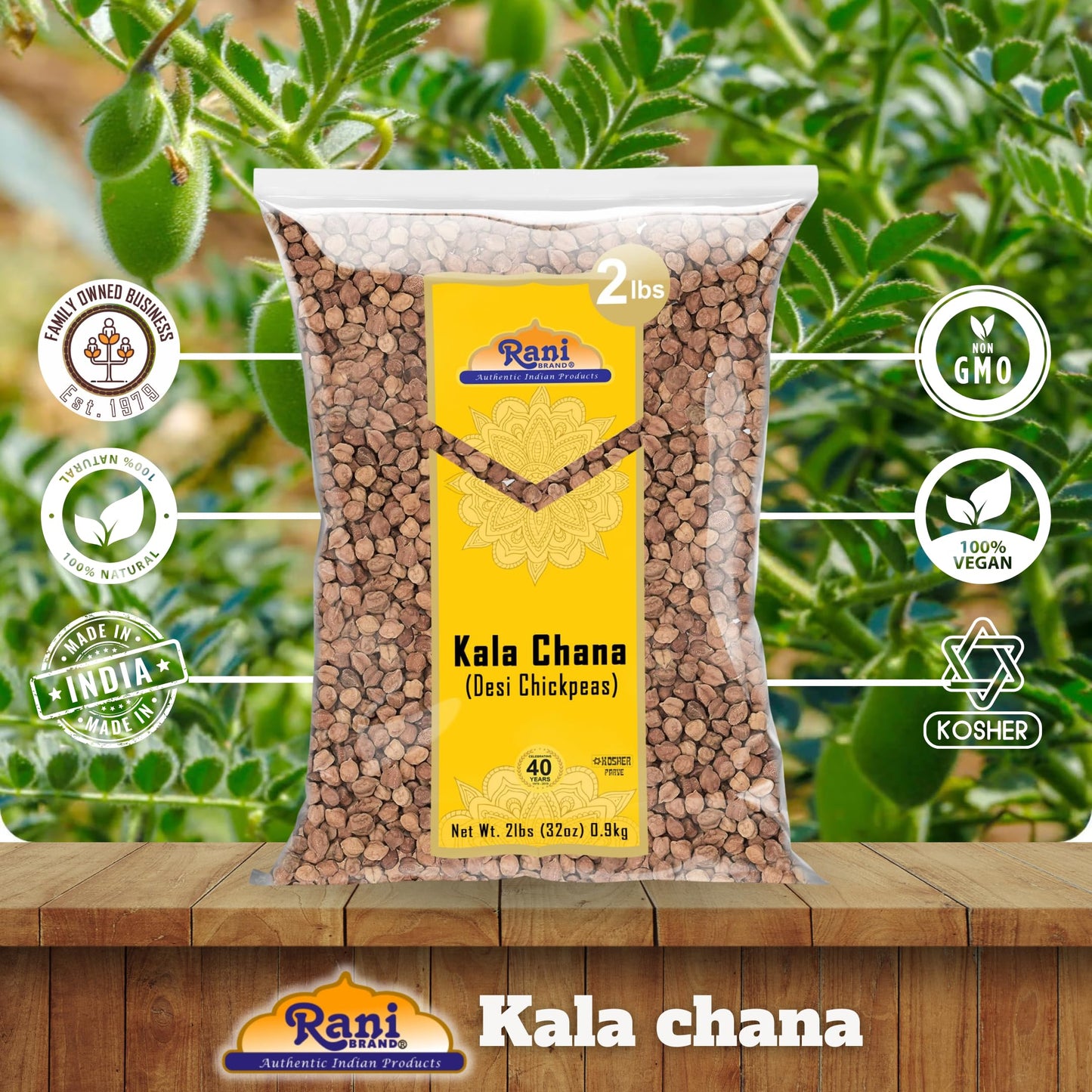 Rani Kala Chana (Desi Chickpeas Chana With Skin) 32Oz (2Lbs) 908G ~ All Natural | Gluten Friendly | Non-Gmo | Kosher | Vegan | I