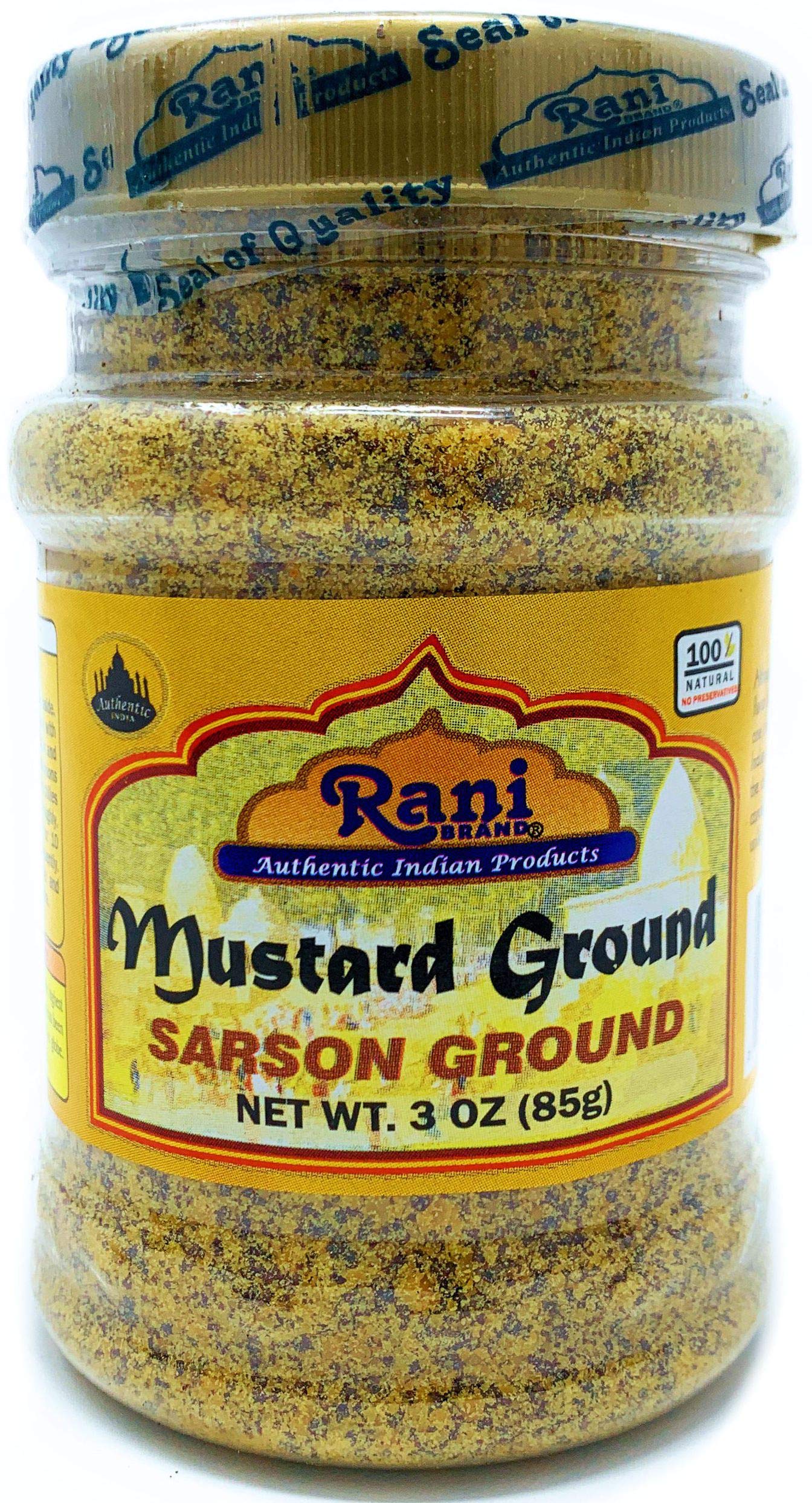 Rani Mustard Seeds Ground, Powder Spice (Rai Sarson) 3oz (85g) PET Jar ~ All Natural | Gluten Friendly | NON-GMO | Vegan | India