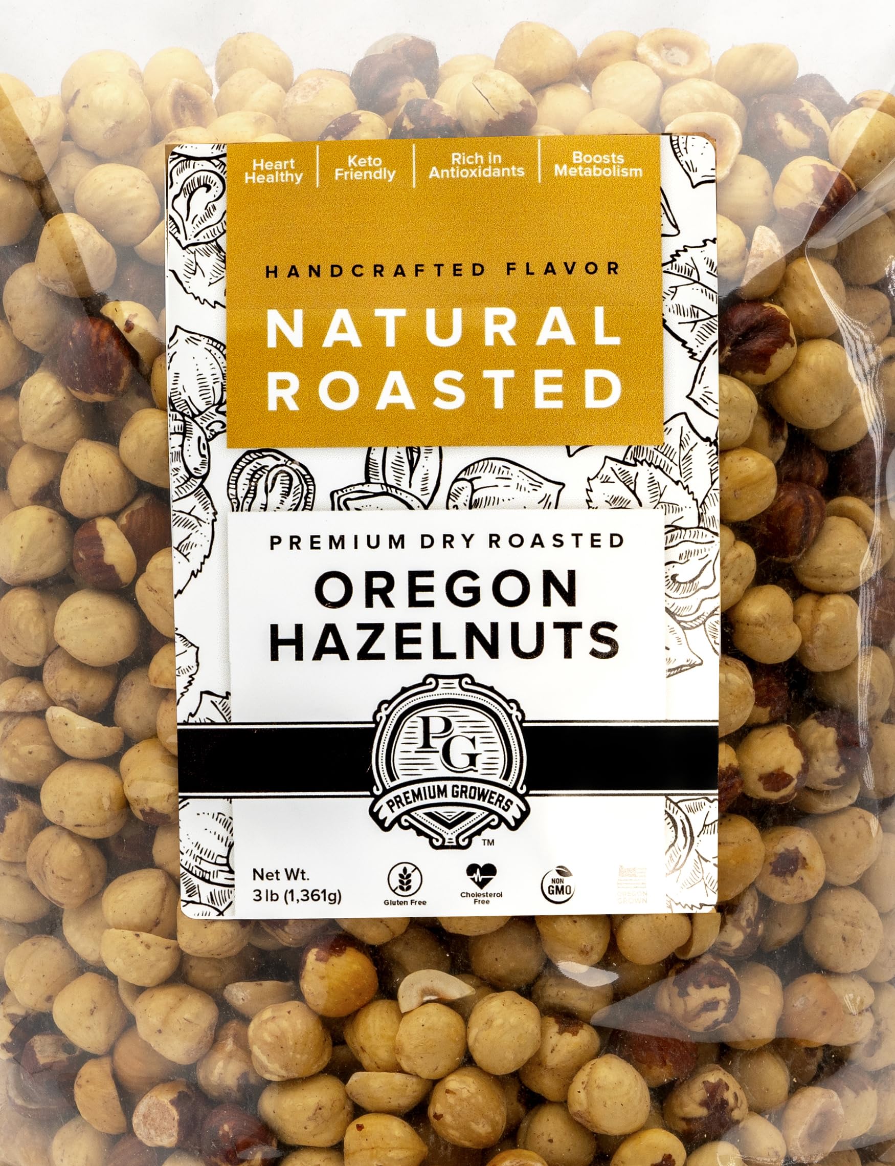 Oregon Farm To Table - Hazelnuts From Premium Growers - Dry Roasted - Lightly Salted – Kosher Certified (3Lb, Natural Roasted)