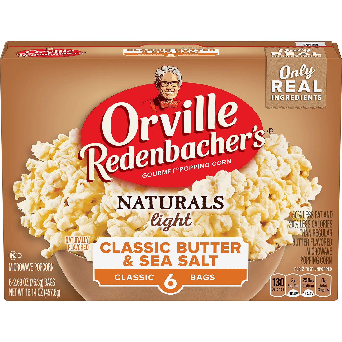 Orville Redenbacher s Naturals Microwave Popcorn, Classic Butter & Sea Salt Flavor, 2.69 oz., 6-Count (6 Boxes)
