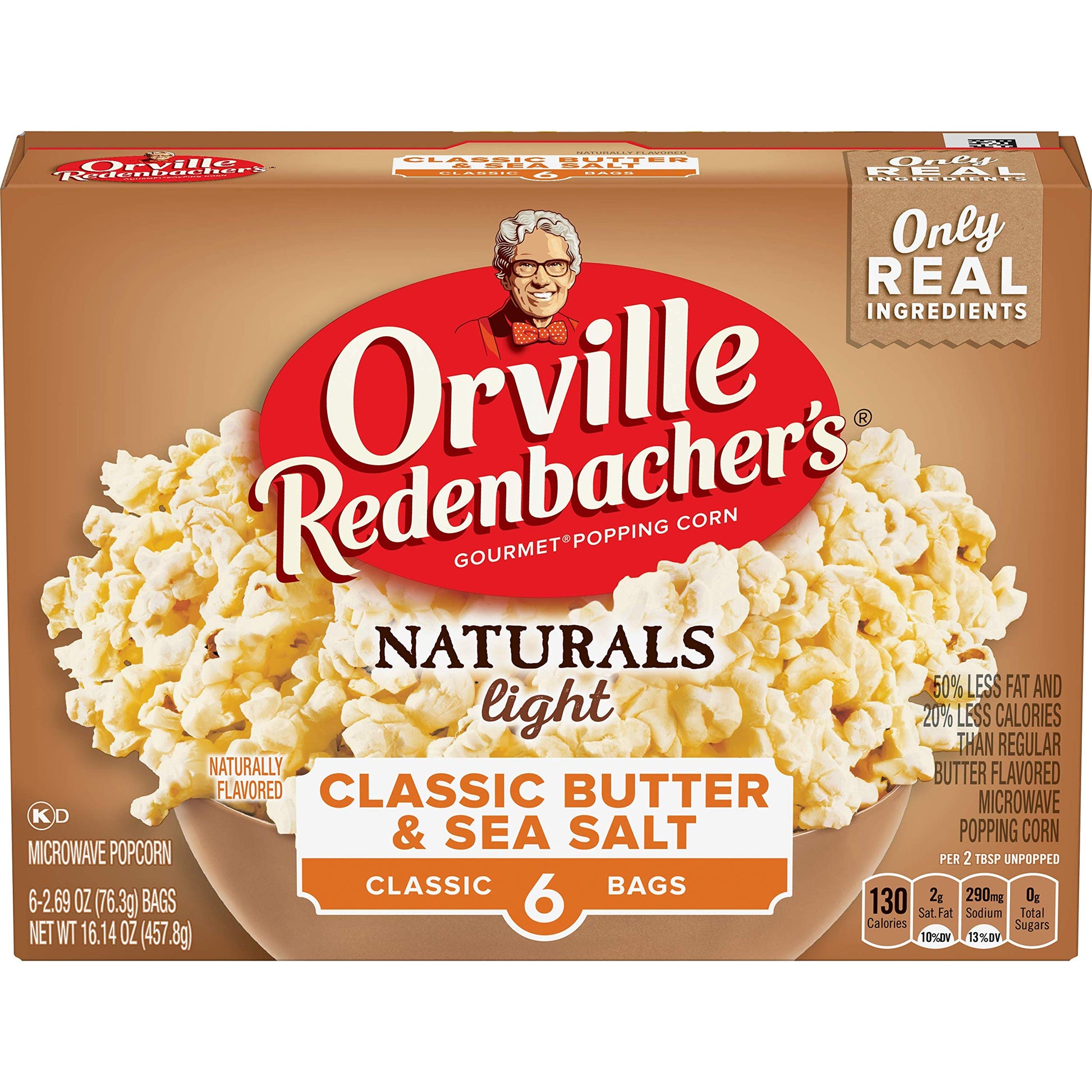 Orville Redenbacher s Naturals Microwave Popcorn, Classic Butter & Sea Salt Flavor, 2.69 oz., 6-Count (6 Boxes)