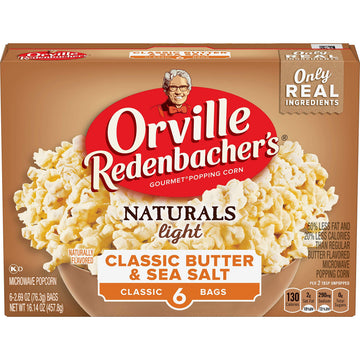 Orville Redenbacher s Naturals Microwave Popcorn, Classic Butter & Sea Salt Flavor, 2.69 oz., 6-Count (6 Boxes)