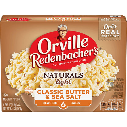 Orville Redenbacher s Naturals Microwave Popcorn, Classic Butter & Sea Salt Flavor, 2.69 oz., 6-Count (6 Boxes)