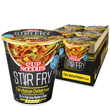Nissin Cup Noodles Stir Fry Noodles In Sauce, Fiery Chicken, 2.96 Ounce (Pack Of 6)
