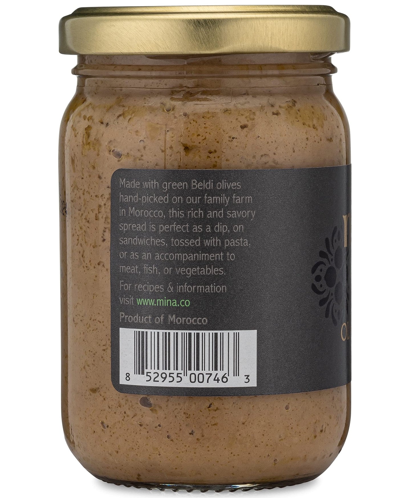 Mina Gourmet Olive Tapenade, Moroccan Green Olives, 7 oz (200g), Perfect for Appetizers and Dips
