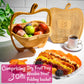 Oh! Nuts Dried Fruit Gift Basket - Gourmet Assortment - Wooden Apple Shape Tray - Golden Brown
