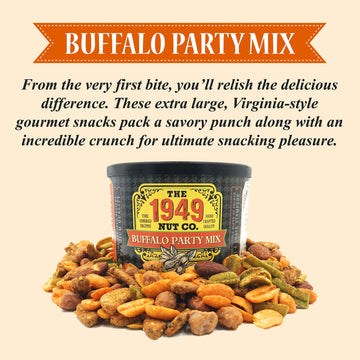 The 1949 Nut Co. Buffalo Party Mix - Assorted Fried Peanuts & Almonds, 10 oz Can