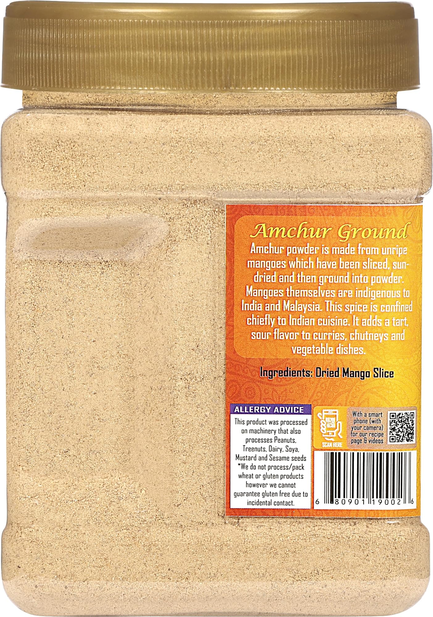Rani Amchur (Mango) Ground Powder Spice 16oz (1lb) 454g PET Jar ~ All Natural, Indian Origin | No Color | Gluten Friendly | Vega