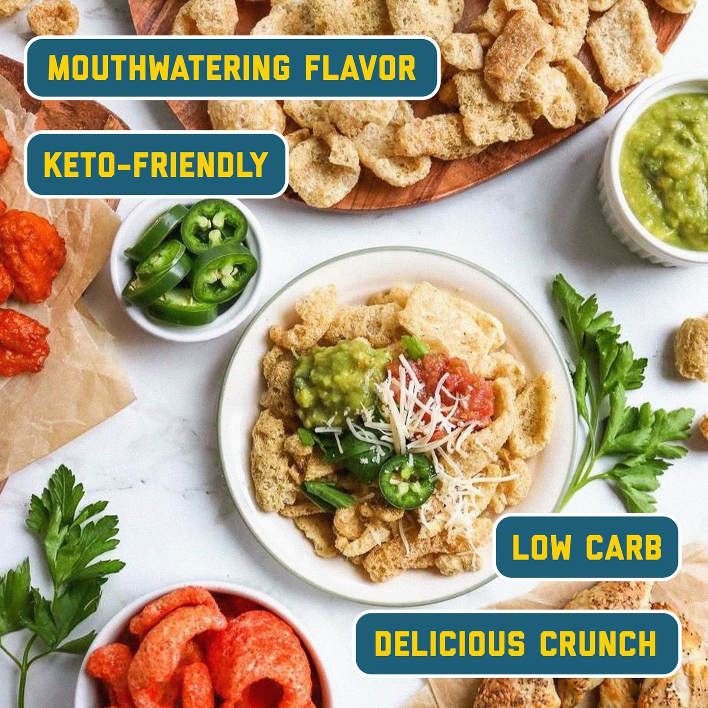 Macs Salt & Vinegar Fried Pork Skins - Salt & Vinegar Flavored Chicharrones Pork Rinds - Low Carb, Gluten-Free, Keto-Friendly S