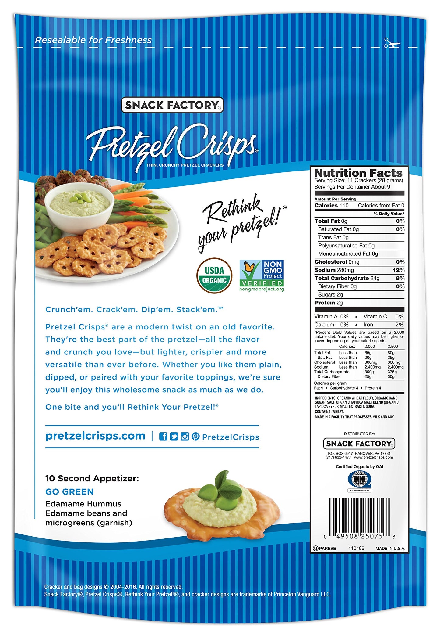 PRETZEL cRISP PRETZL cRISP Og2 ORIgINAL Pack of 12 Size 9.35 OZ - No Artificial Ingredients 95%+ Organic12