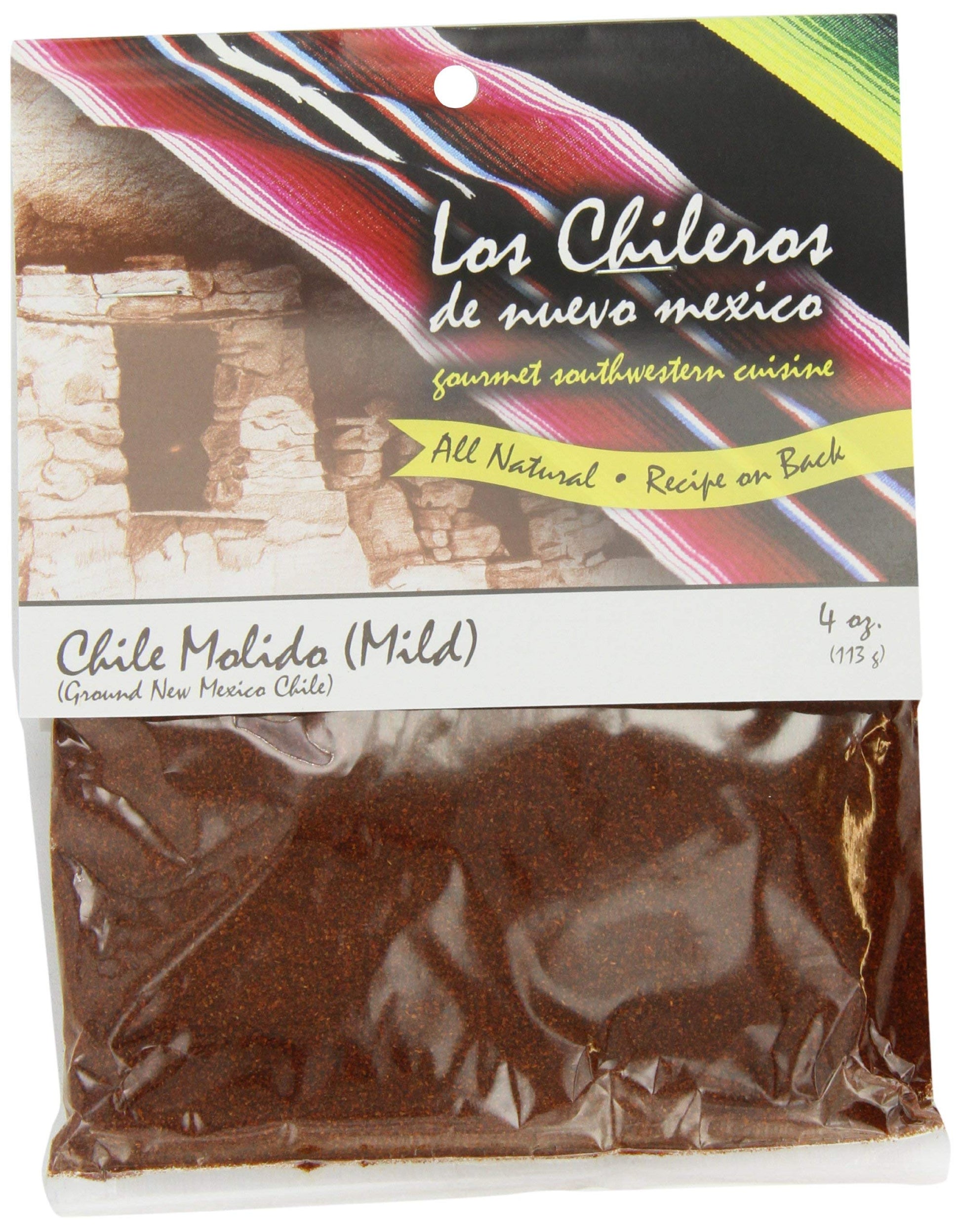 Los Chileros Chile Molido (Ground New Mexico Chile, Mild), 4-Ounce Packages (Pack of 12)
