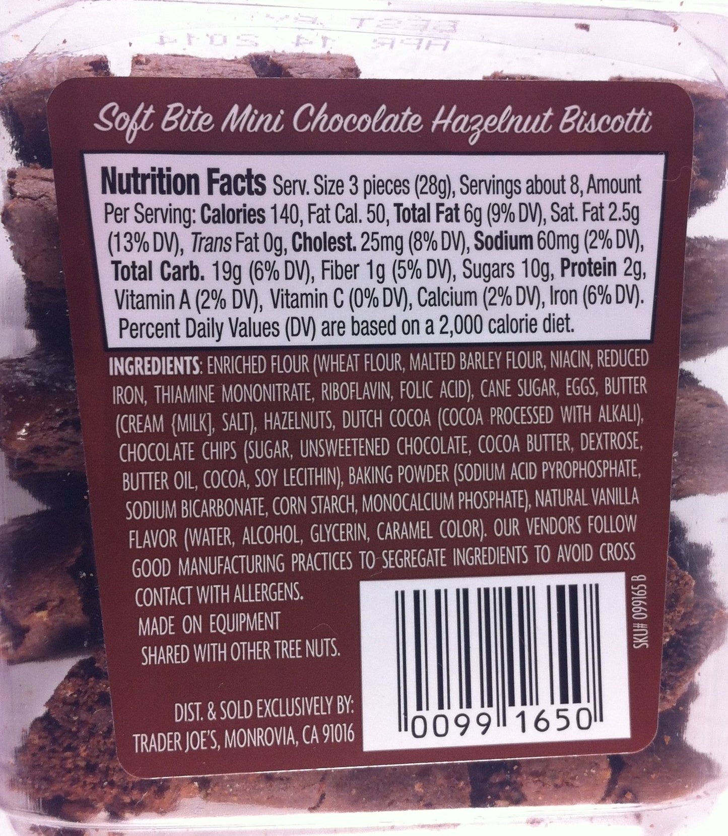 Trader Joe'S Chocolate Hazelnut Biscotti - 8 Oz (4-Pack)