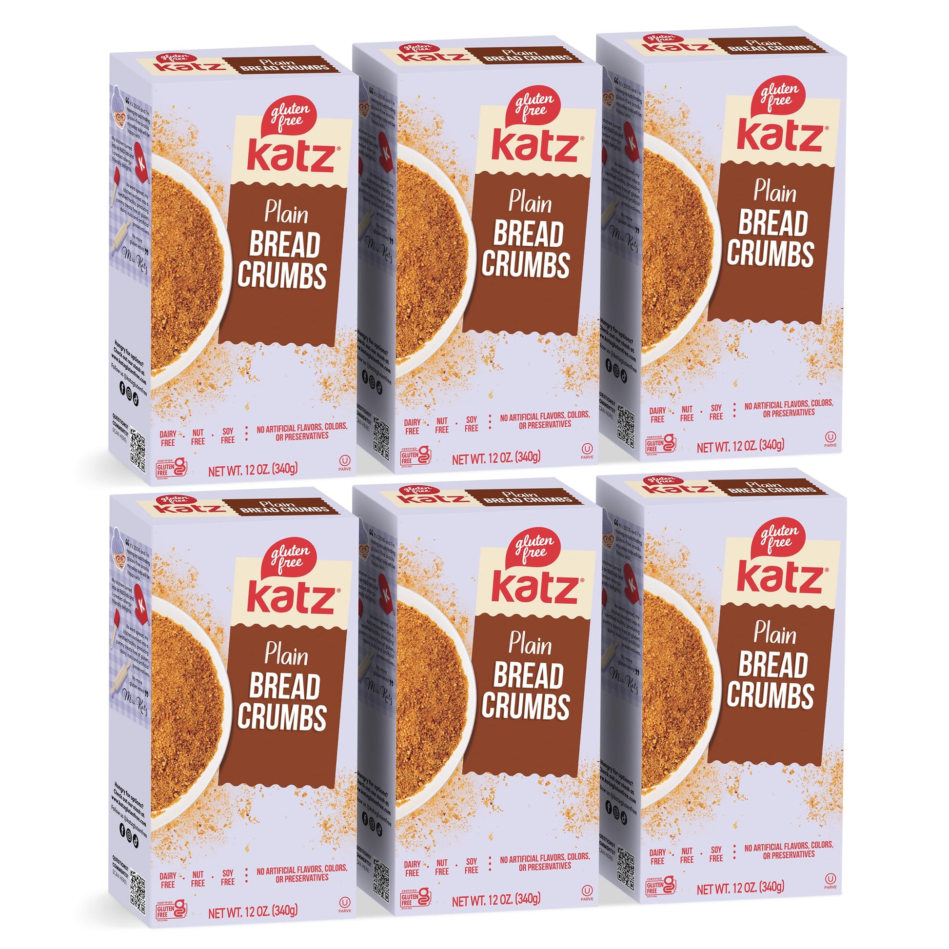 Katz Gluten Free Bread Crumbs Plain Unseasoned. Crispy Flavorful Coating. Perfect For Baking & Cooking. Kosher, Dairy Free, Soy Free, Nut Free. 12 Oz (Pack Of 6)