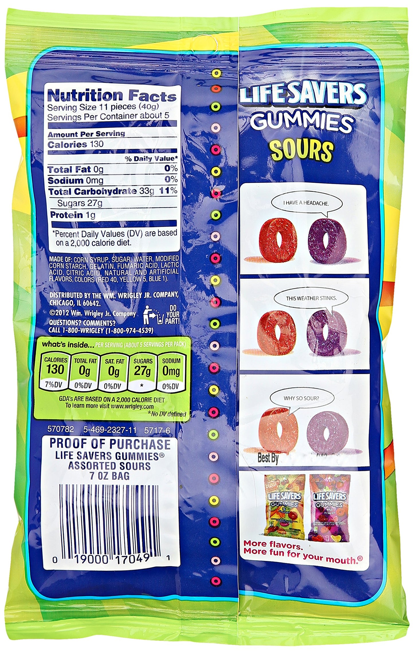 Lifesavers Sour Gummies Assorted Flavors, 7 Oz