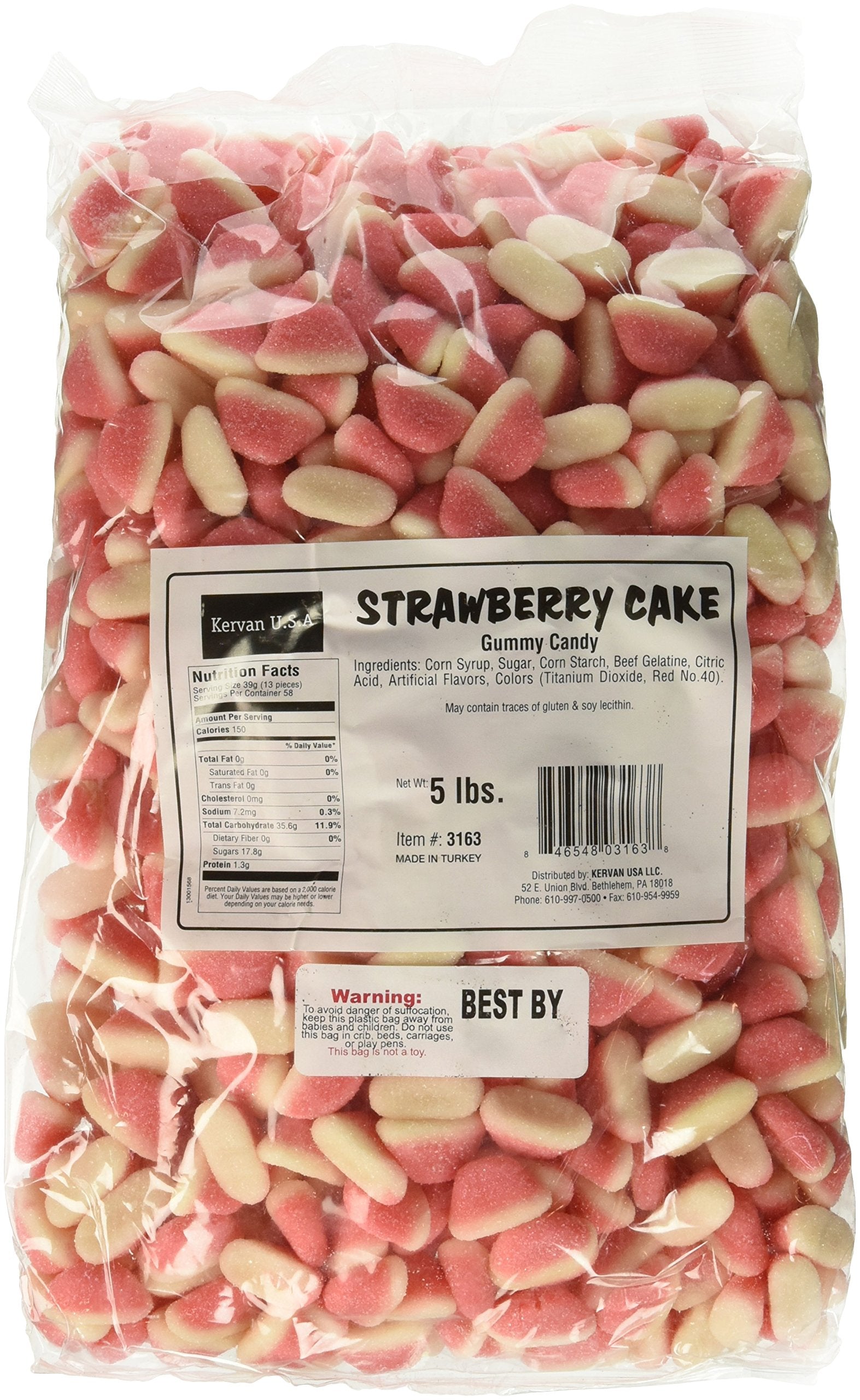 Kervan Candy Bebeto Strawberry Cake Gummies - Fruity, Soft & Sweet Gummy Candy Bulk For Kids, Gift Snacks And Parties - Strawberry Gummies Big Party Size Bag (5 Lbs)
