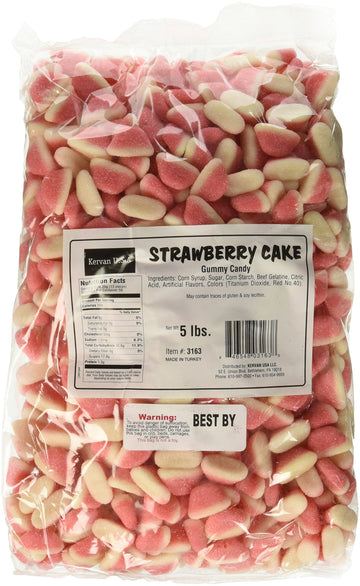 Kervan Candy Bebeto Strawberry Cake Gummies - Fruity, Soft & Sweet Gummy Candy Bulk For Kids, Gift Snacks And Parties - Strawberry Gummies Big Party Size Bag (5 Lbs)