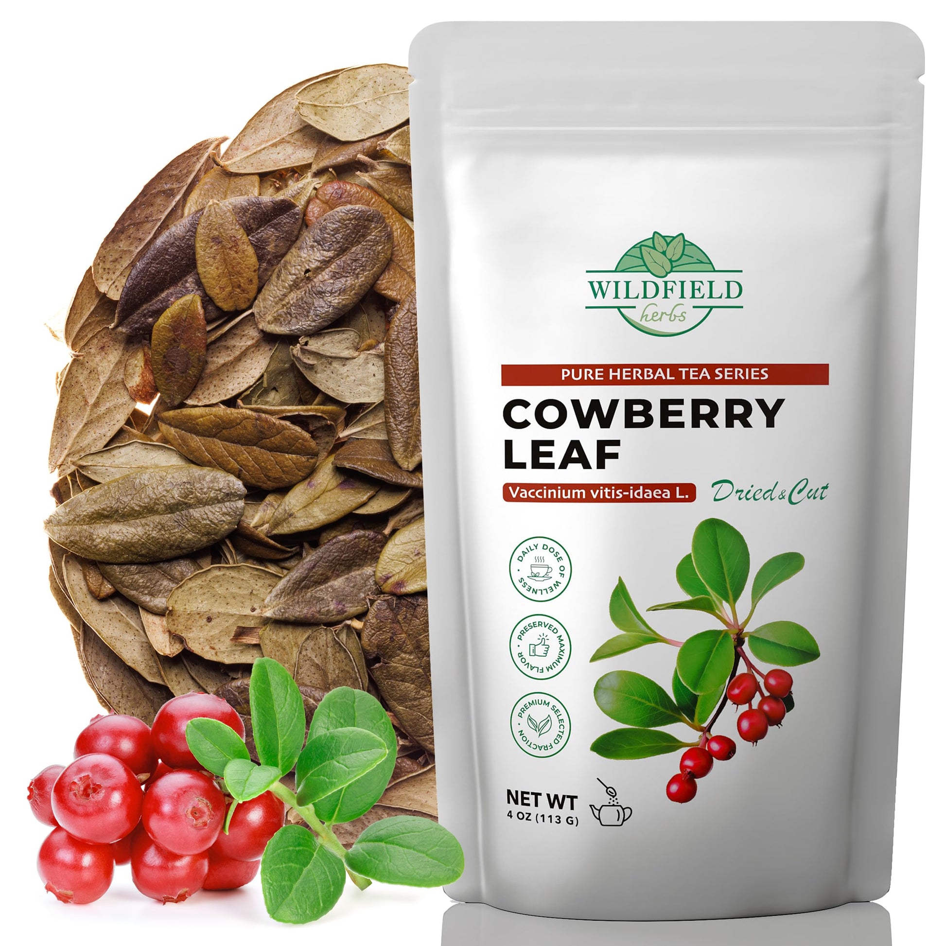 4 oz. Dried Cowberry Lingonberry Leaves Herbal Tea (Folium Vitis Idaea L.) - 113g Cowberry Leaf Herb Tea Hojas De Ar  ndano Rojo