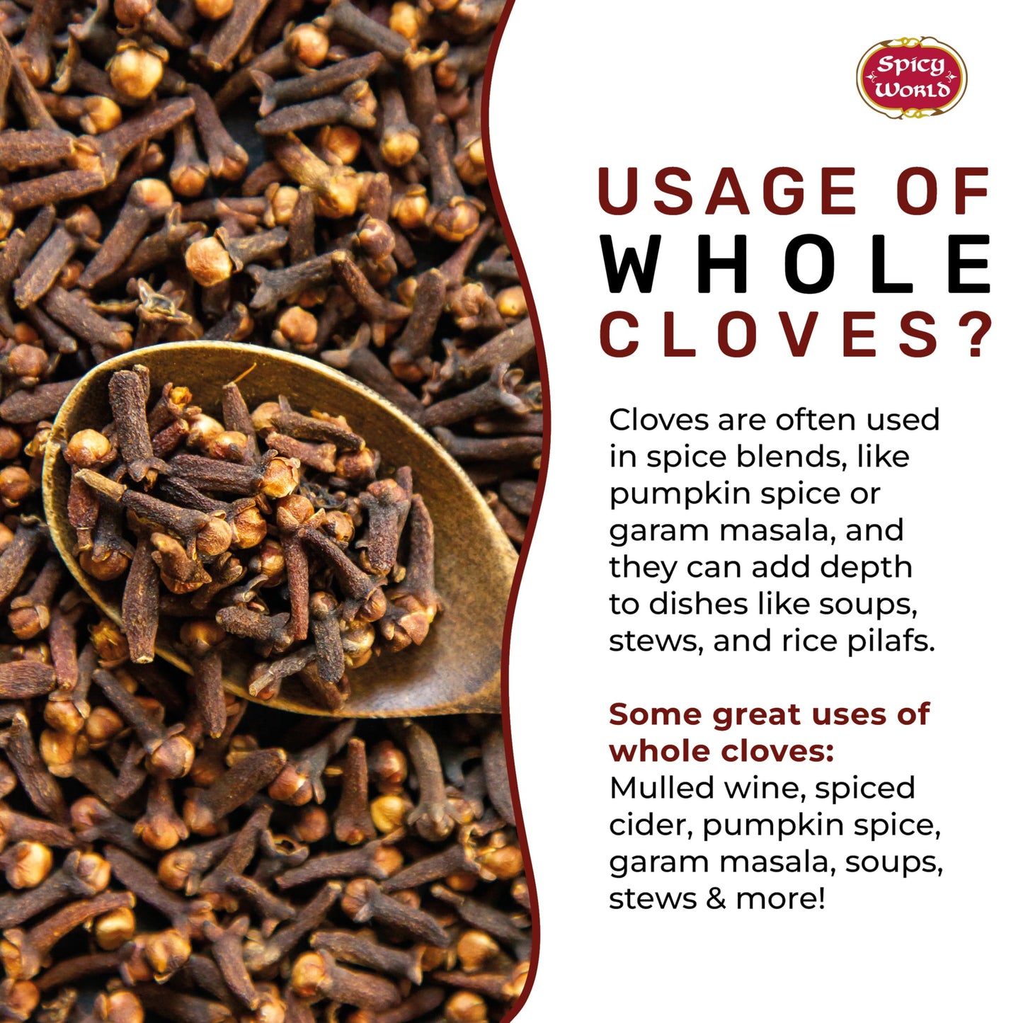 Whole Cloves 7 Oz Bag - Great For Foods, Tea, Pomander Balls, And Even Potpourri - By Spicy World