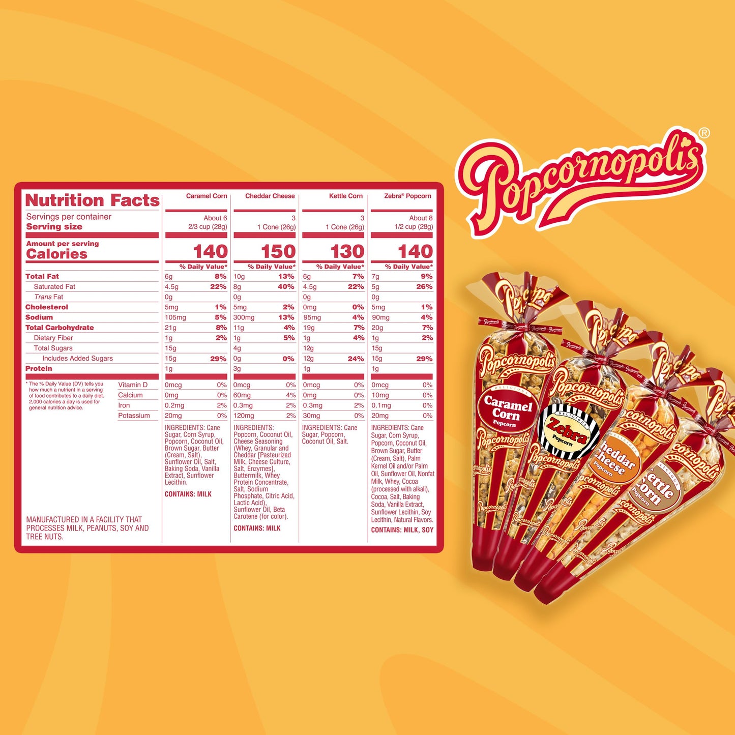 Popcornopolis Gourmet Popcorn  Assorted 40PK Variety Sweet & Savory Snacks  Non-GMO  Gluten-Free